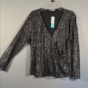 Lush Black Sparkly Knit Top